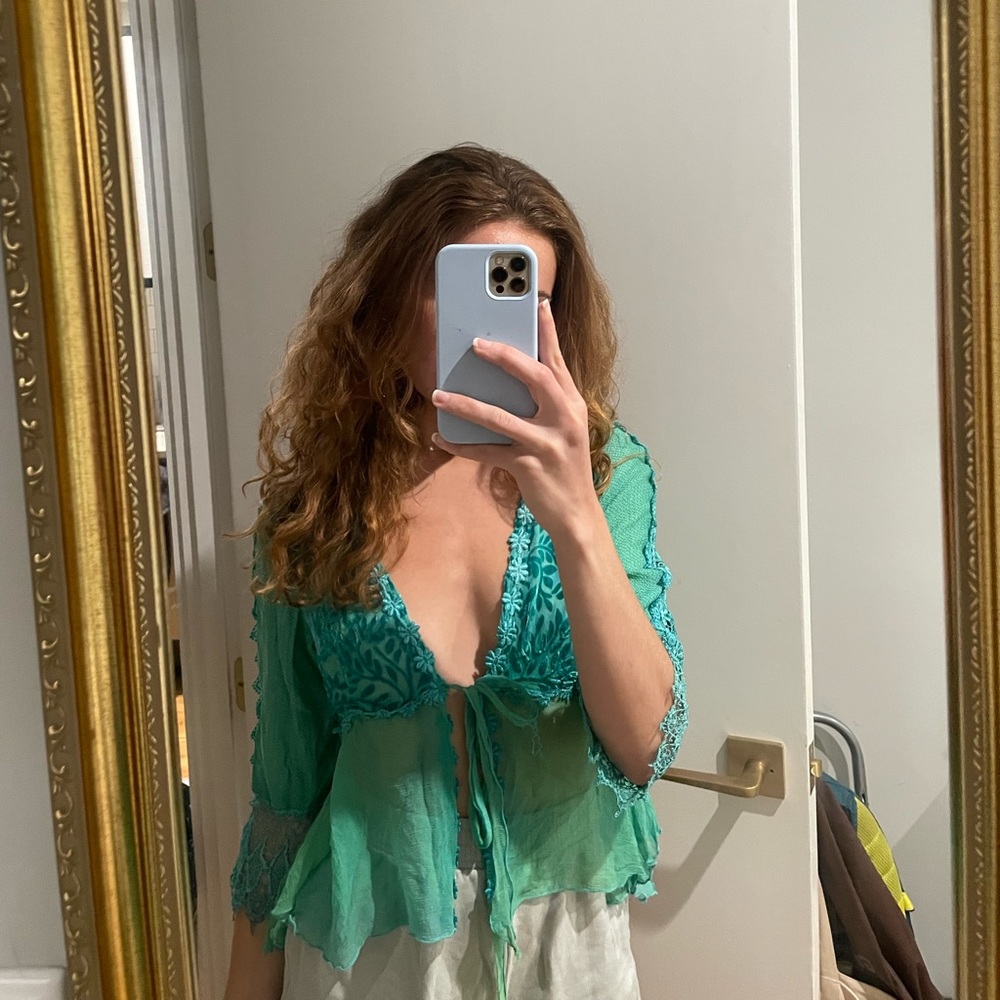 Thrifted front tie vintage top